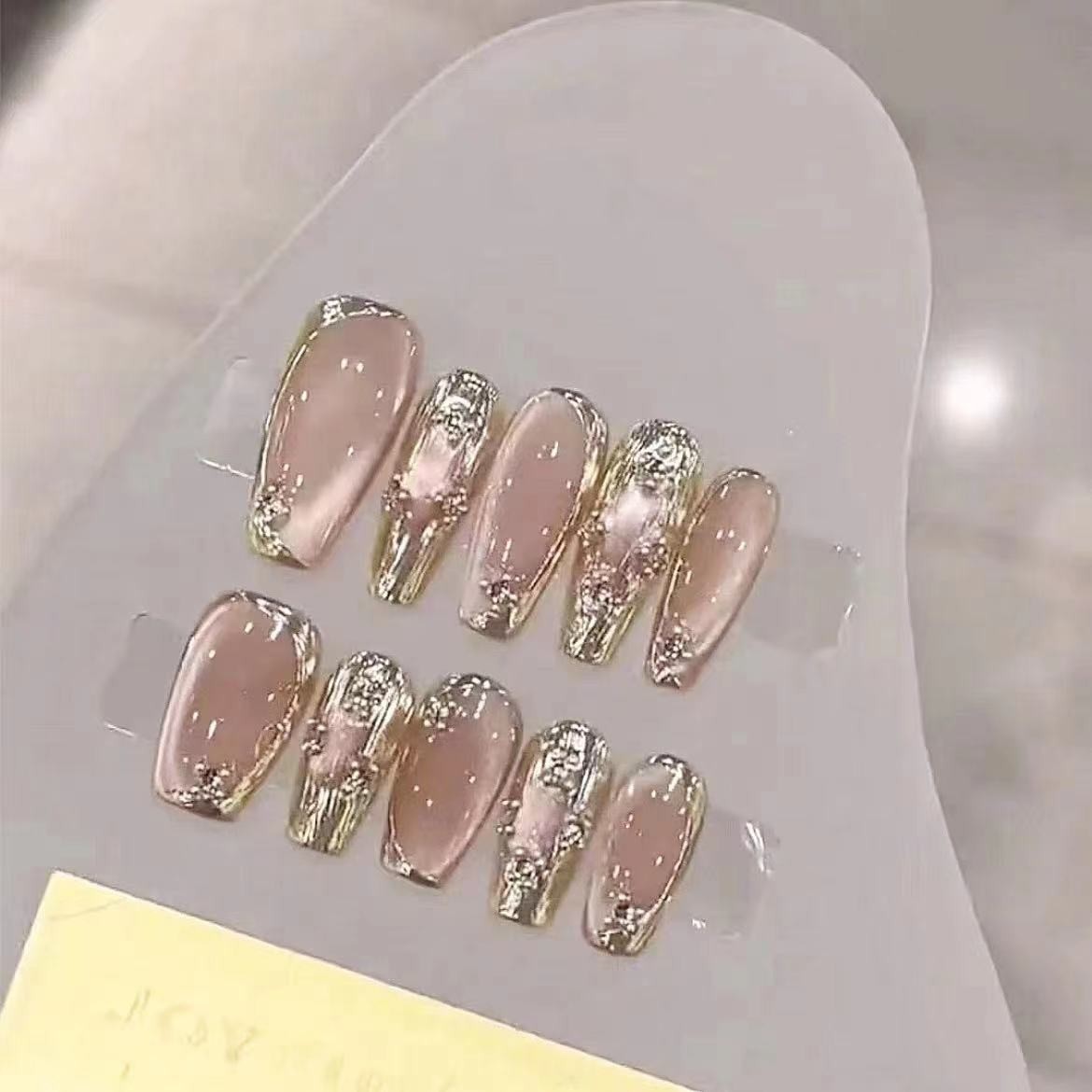 光疗美甲甲可拆卸重复使用美甲成品贴片纯手工布契拉提穿戴