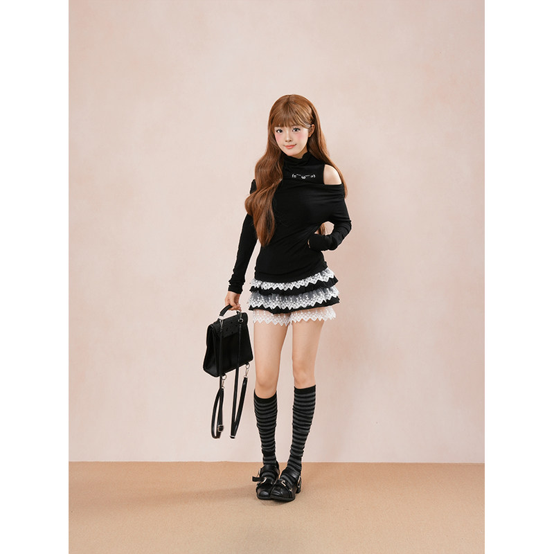 日系萌系清楚系日系假两件露肩长袖女秋冬修身打底衫上衣,女装/女士精品,时尚套装,淘宝优惠券,粉丝福利购,淘宝优惠卷