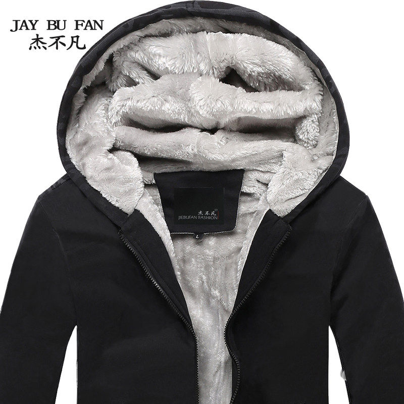 杰不凡秋冬装男装 冬季韩版潮男士加绒休闲连帽加厚厚棉T男外套