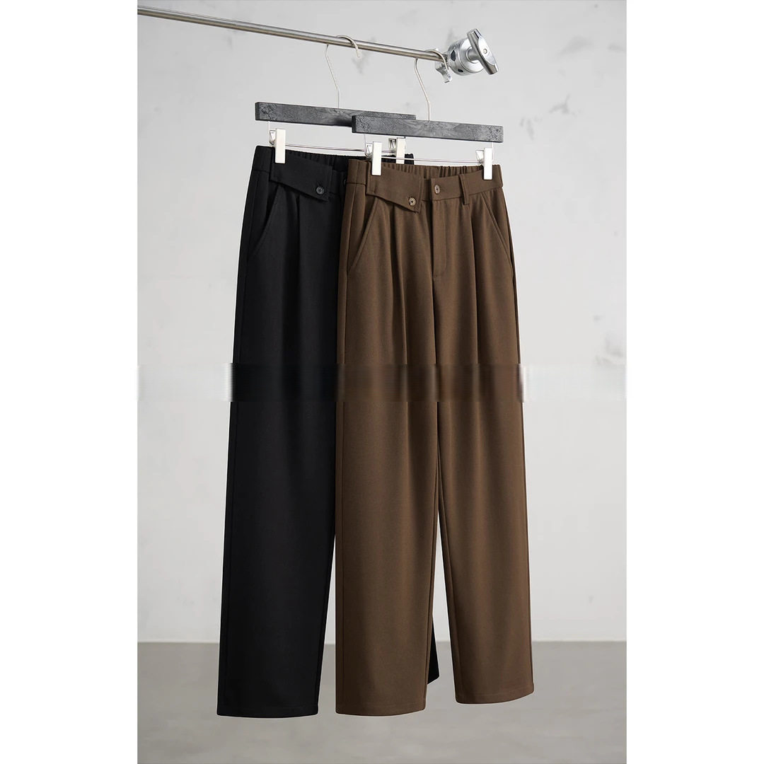 男士垂感直筒休闲裤秋冬季新款高端轻奢百搭羊毛宽松免烫西装长裤