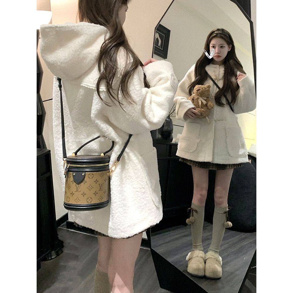 连帽毛呢大衣女外套中长款秋冬新款加厚牛角扣,女装/女士精品,毛呢外套,淘宝优惠券,粉丝福利购,淘宝优惠卷