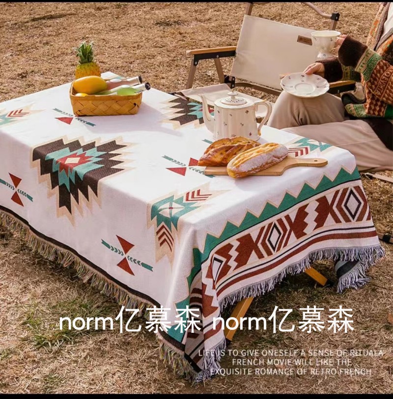ins波西米亚风野餐垫露营桌布户外草坪防潮地垫帐篷装备毯子加厚