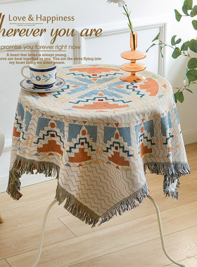 法式轻奢圆茶几方桌小圆桌蕾丝桌布茶几布高级感圆桌布餐桌布棉麻