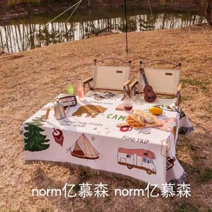 户外露营桌布野餐垫长桌餐桌布户外桌布棉麻桌布 外贸儿童节桌布