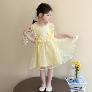 儿童百搭韩版 纱裙连衣裙女童韩系简约萌娃超仙夏款 森系亲肤ins风