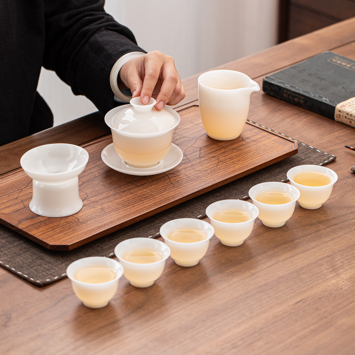 璞玉瓷陶瓷茶具功夫茶具套装家用高档冰种玉瓷盖碗茶杯整套冲茶碗