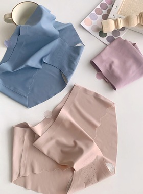 LULU AHEAD一片式无痕冰丝裸感运动内裤透气棉裆中腰瑜伽三角裤女