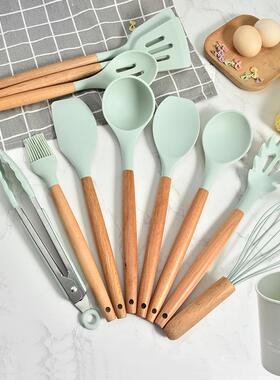手胶柄硅厨具木装厨房烹饪套装 厨jr020115房用具12件套 烹饪勺铲