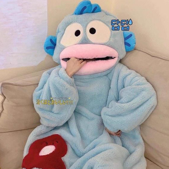 丑鱼睡衣小丑鱼连体睡衣女情侣珊瑚绒加厚保暖秋冬季卡通搞怪睡袍