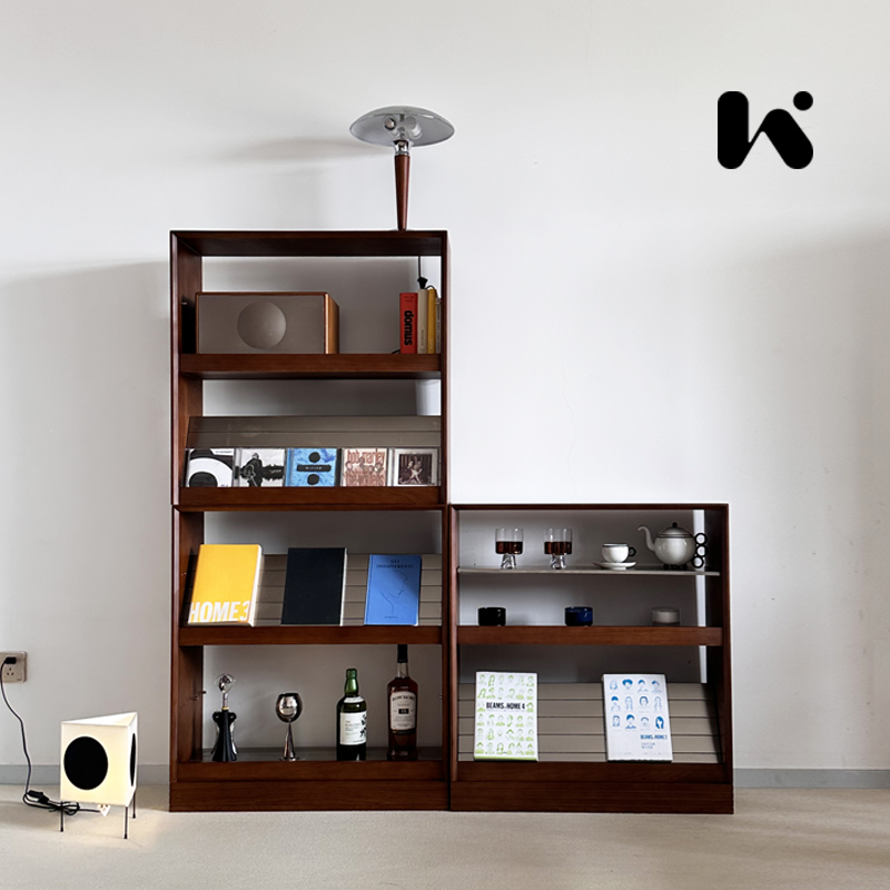 再物设计出品|复古实木组合柜落地书柜展示柜樱桃木储物柜模块柜