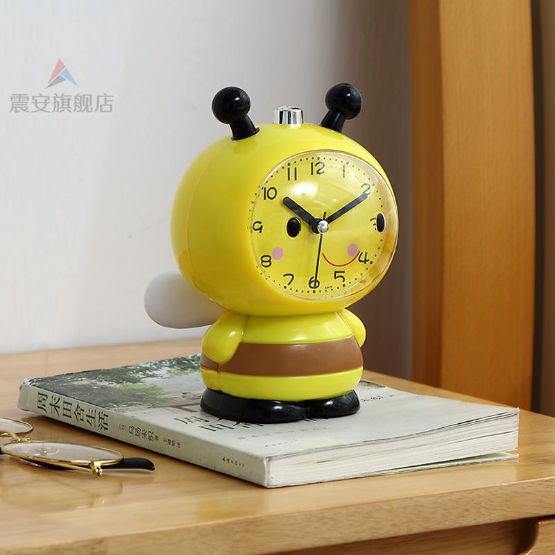 音乐闹钟创意静音小学生用蜜蜂小闹钟可爱儿童专用卡通台钟床头女