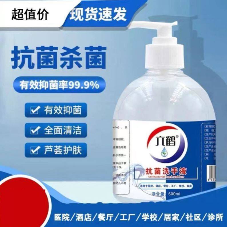 六鹤抗菌洗手液500ml消毒酒精速干洁净抑菌家用洗手外用消毒液图片