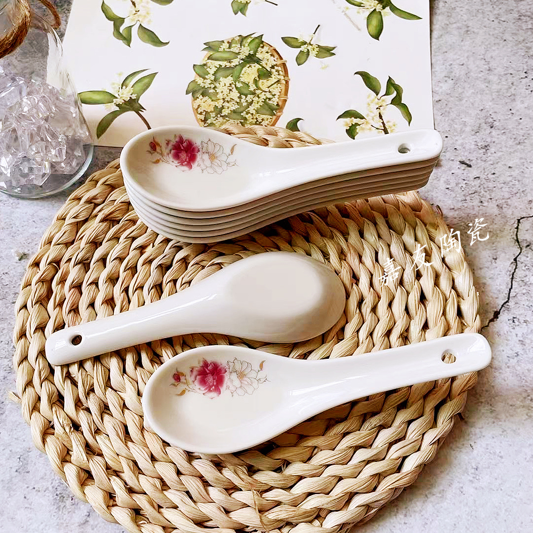 陶瓷汤勺低价家用喝汤汤匙商用