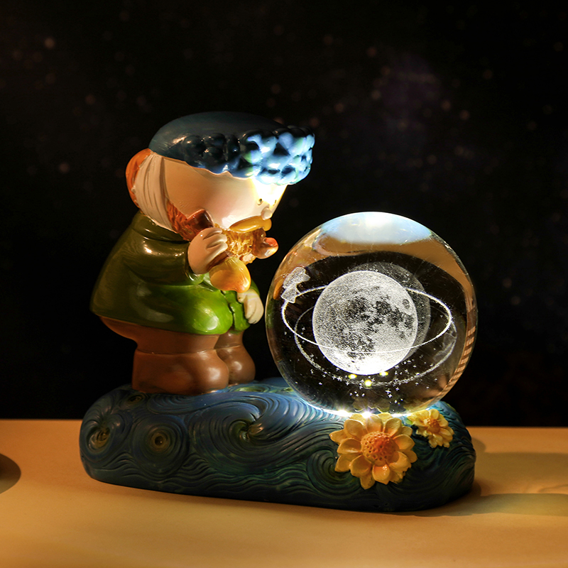 梵高星空水晶球小夜灯摆件高级感实用生日礼物女生闺蜜送女孩儿童