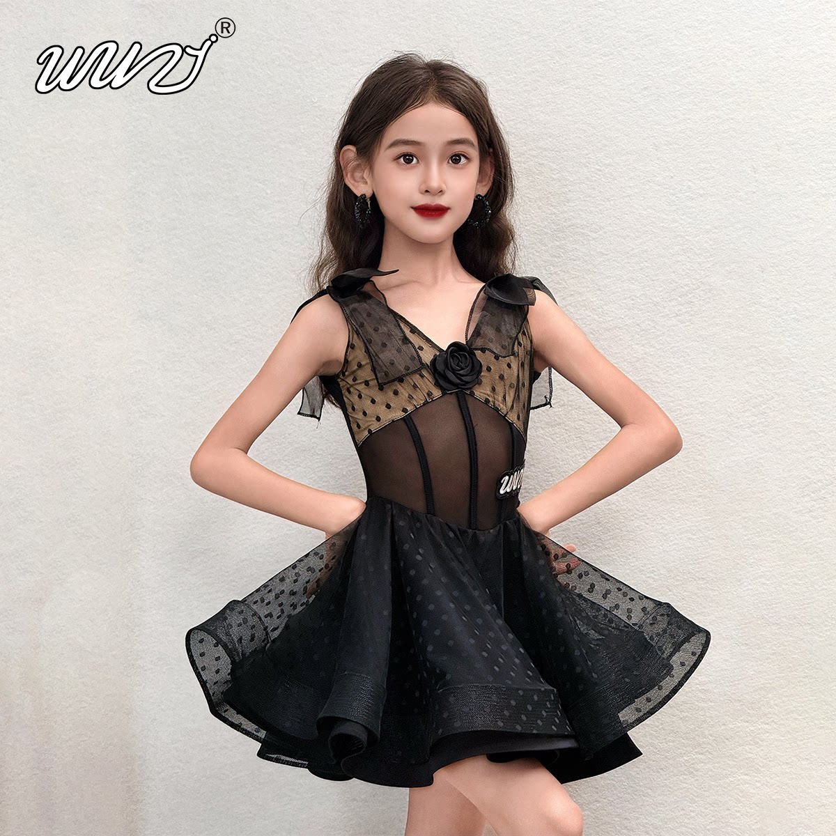 舞姿拉丁舞服女童练习服2026夏新款新品少儿童舞蹈套装连体练功服