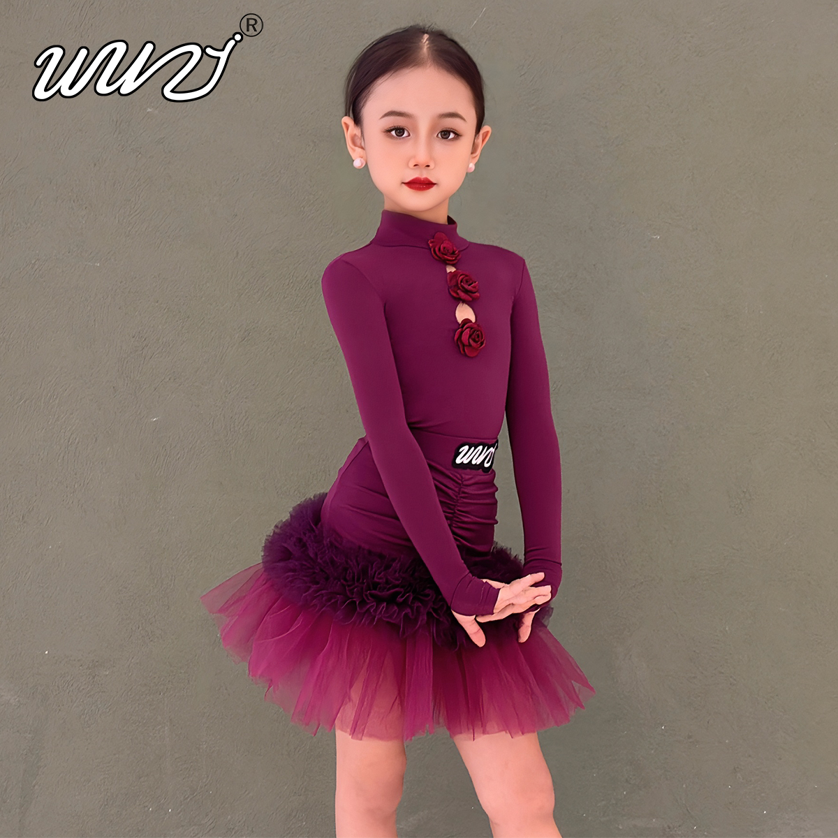 拉丁舞服女童秋冬2026新款女拉丁服长袖拉丁舞练功服精致拉丁舞服