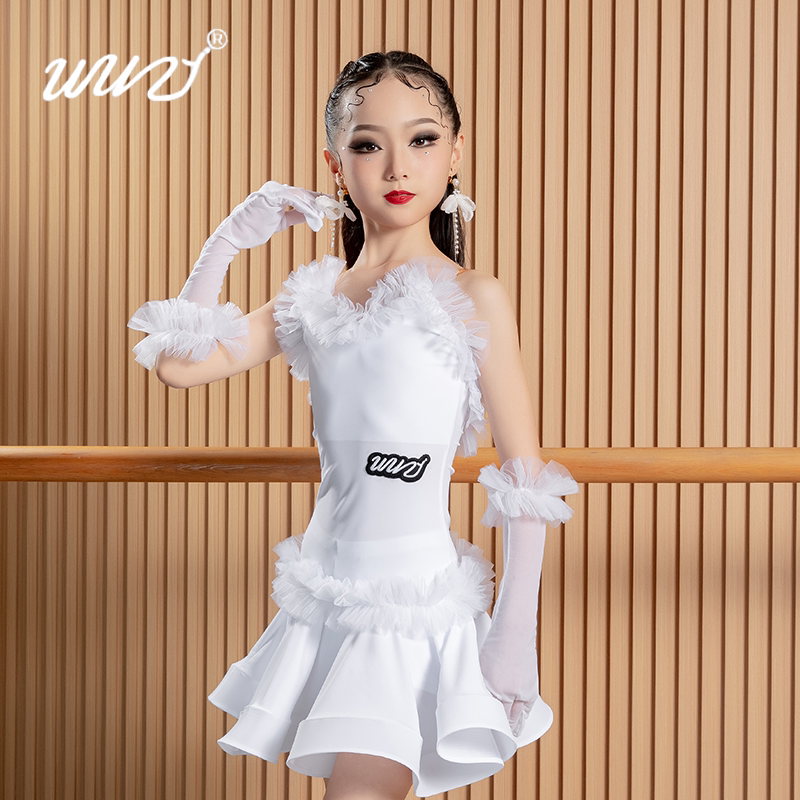 舞姿2025新款网红拉丁舞演出服夏季表演儿童舞蹈表演服分体练功服