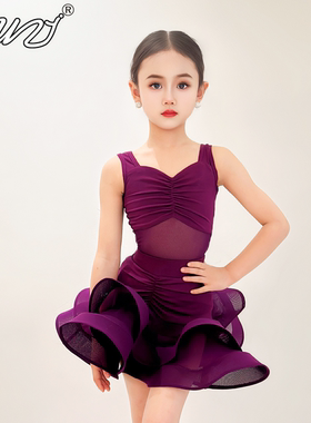 儿童拉丁舞练习服2025新款拉丁舞服女童高端练功服少儿拉丁舞蹈服