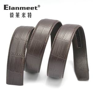 泰国鳄鱼肚纹卡槽有齿皮带条滑道式自动扣腰带条无头光带身3.5cm