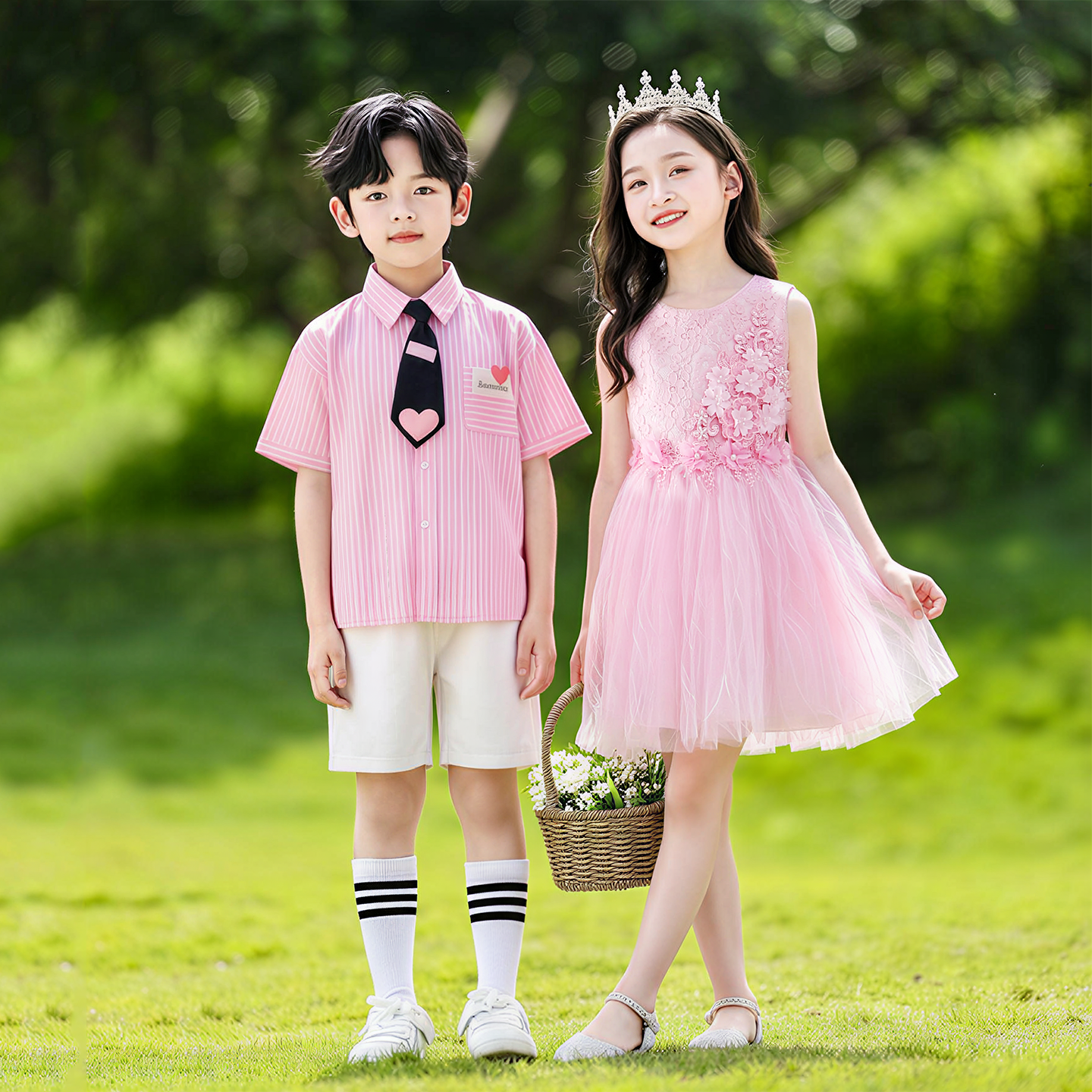 六一儿童节演出服粉色女童公主舞蹈蓬蓬连衣裙幼儿园毕业表演服装