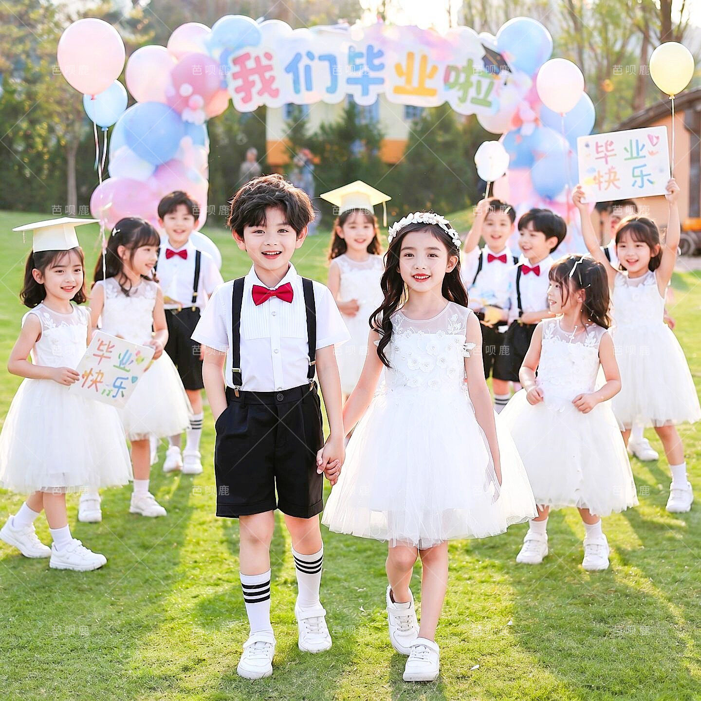 六一儿童演出服女童白色公主蓬蓬纱裙礼服幼儿园毕业典礼表演服装
