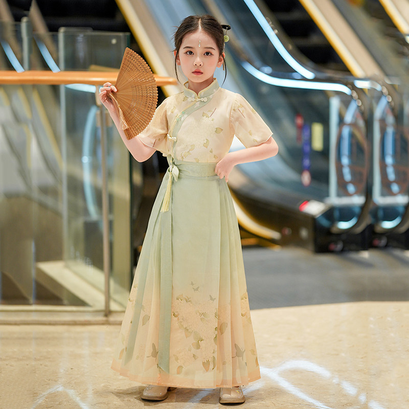 中秋节女童马面裙2026新款儿童汉服秋古风大童女孩新中式国风套装