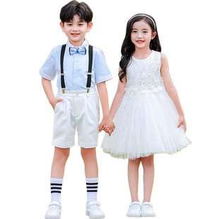 六一儿童演出服女童白色公主蓬蓬纱裙礼服幼儿园毕业典礼表演服装