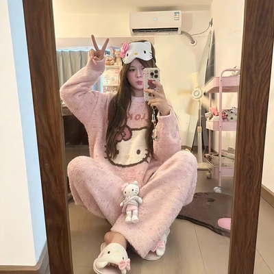 2025新款hellokitty珊瑚绒睡衣女