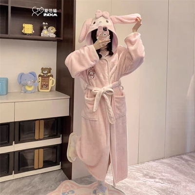 美乐蒂浴袍睡衣女款吸水速干卡通