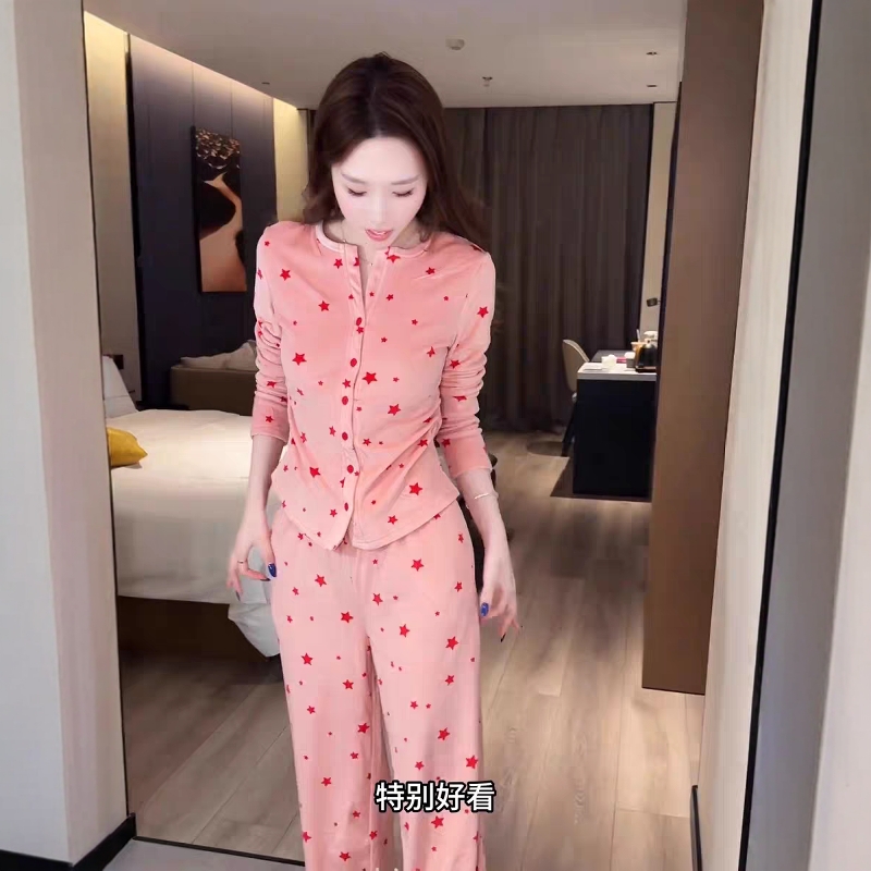 睡衣秋女款2025新款家居服套薄绒