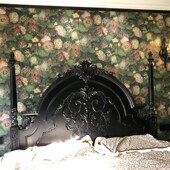 180婚床 实木橡木复古做旧双人雕花小户型公主床黑色150 法式 美式