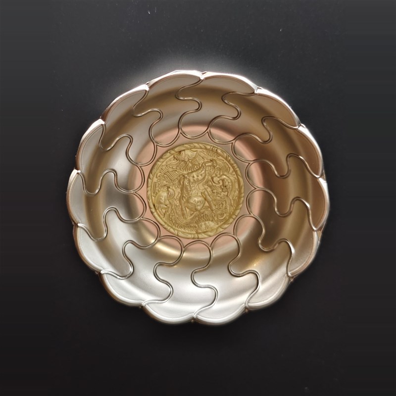 陕西安历史博物馆文创海兽小银碗莲花冰箱贴送伴手礼物旅行纪念品