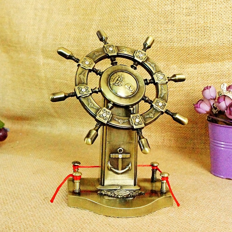 金属领航舵摆件舵手船舵航海家居工艺品办公室桌面装饰品开业礼品