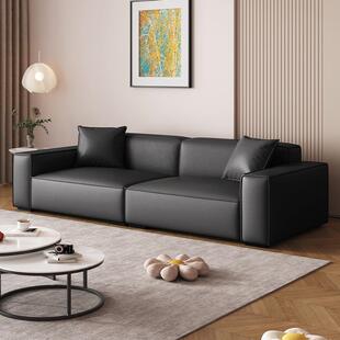 床笠意式极简轻奢现代免洗科技布皮艺沙发客厅三四人位直排豆腐块沙发套装拉车饰品