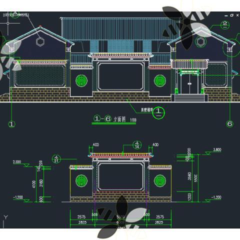 云南大理白族民居住宅四合院一颗印三坊一照壁墙建筑CAD施工图纸
