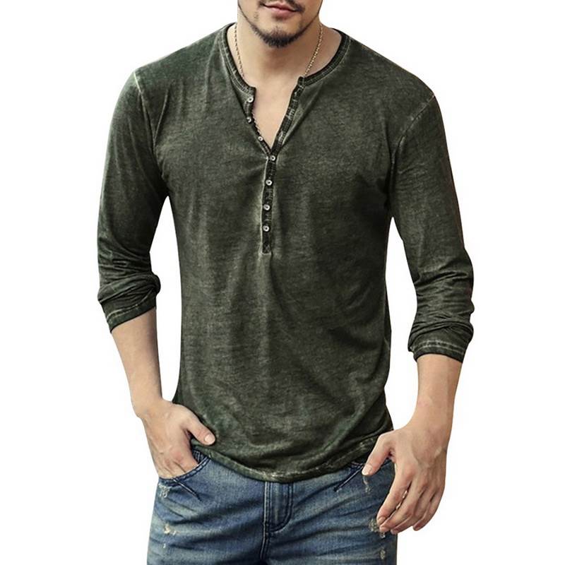 Vintage distressed men's V-neck undershirt复古做旧V领 打
