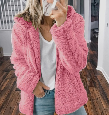 2021 Women autumn and winter new hooded woolen fleece jacket