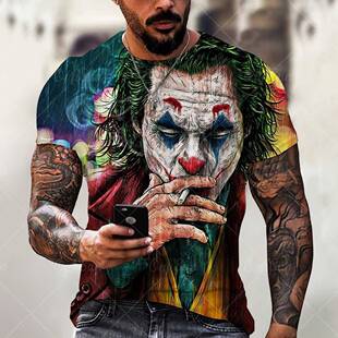 Joker Face 3D Print Men's T Shirt Clown Pattern SummerO-