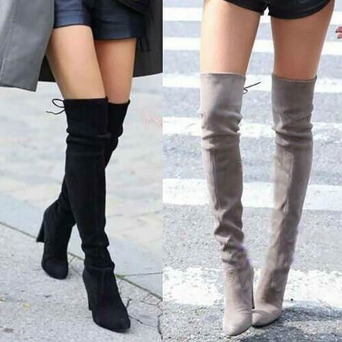 winter thigh high boots shoes women High heels Plus Size 44
