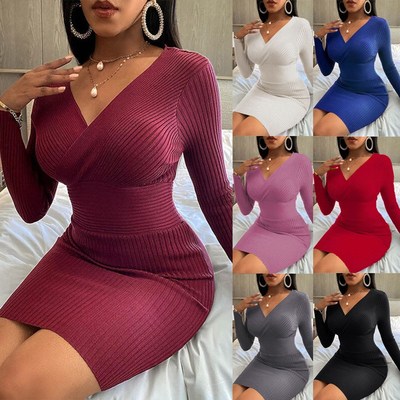 dress women sexy red dresses ladies plussize winter sweater