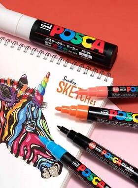 1 Set of UNI POSCA Marker Pen Set PC-1M PC-3M PC-5M POP Adve