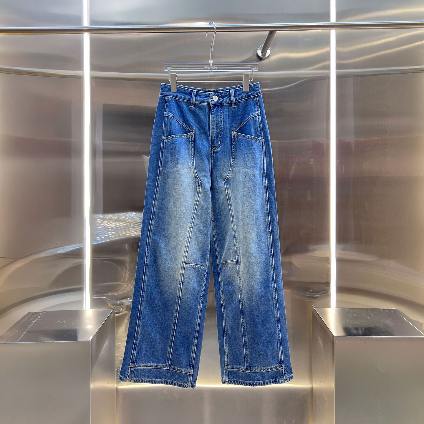 MBS.欧洲站新款南油高端高腰显瘦宽松直筒阔腿裤窄版直筒牛仔裤女