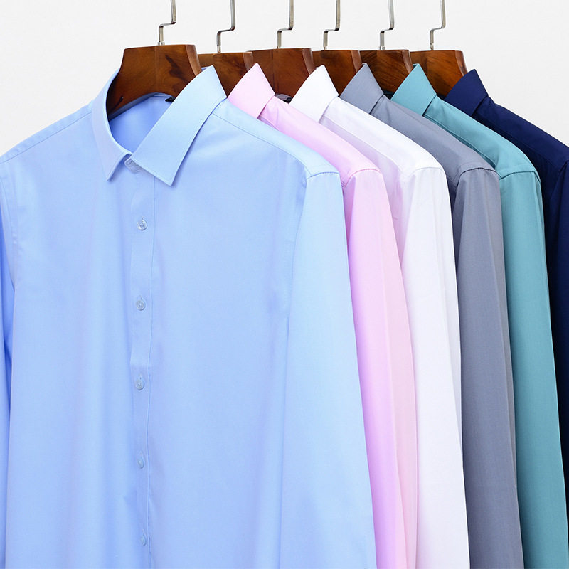 竹纤维免烫衬衫男士长袖弹力抗皱