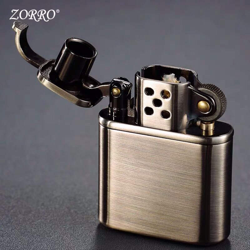 日本佐罗zorro煤油打火机老九门防风明火老式复古纯黄铜光面火机