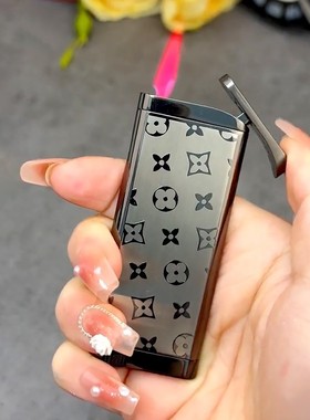 日本新款网红超薄金属防风打火机充气女士高级感奢侈老花创意礼物