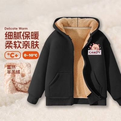 尾大狸2025新款中大童上衣冬装休闲舒适男童外套加绒连帽卫衣外套
