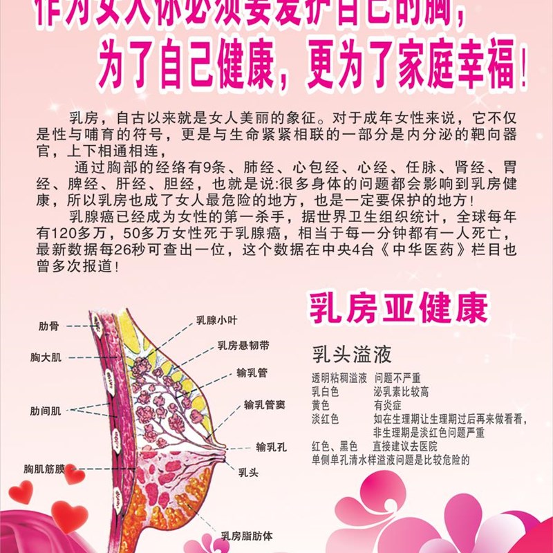 新病艾灸全身经络穴位海报u女性乳房结构图矢状解剖图胸部乳腺健