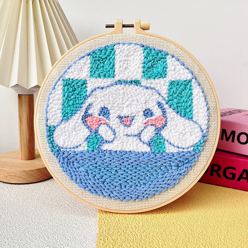 大耳狗戳戳绣毛线绣儿童手工DIY