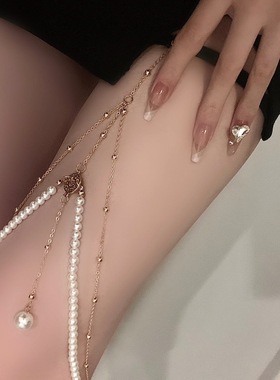 multi-layer pearl leg chain female body chain jewelry 腿链女