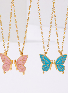 women bestie Clavicle Chain Butterfly Good Friend Necklace